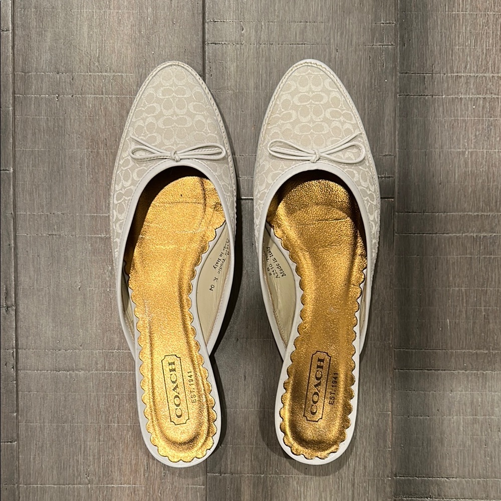 Coach Ivory Signature Pattern Mules